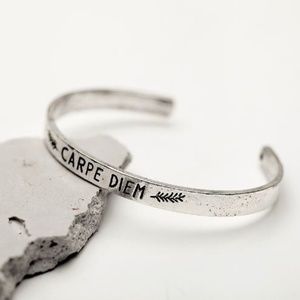 Carpe Diem Seize Silver Boho bangle Bracelet